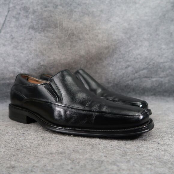 Florsheim Shoes Mens 8.5 Loafer Slip On Classic Black Leather Square Toe Comfort - Picture 1 of 13